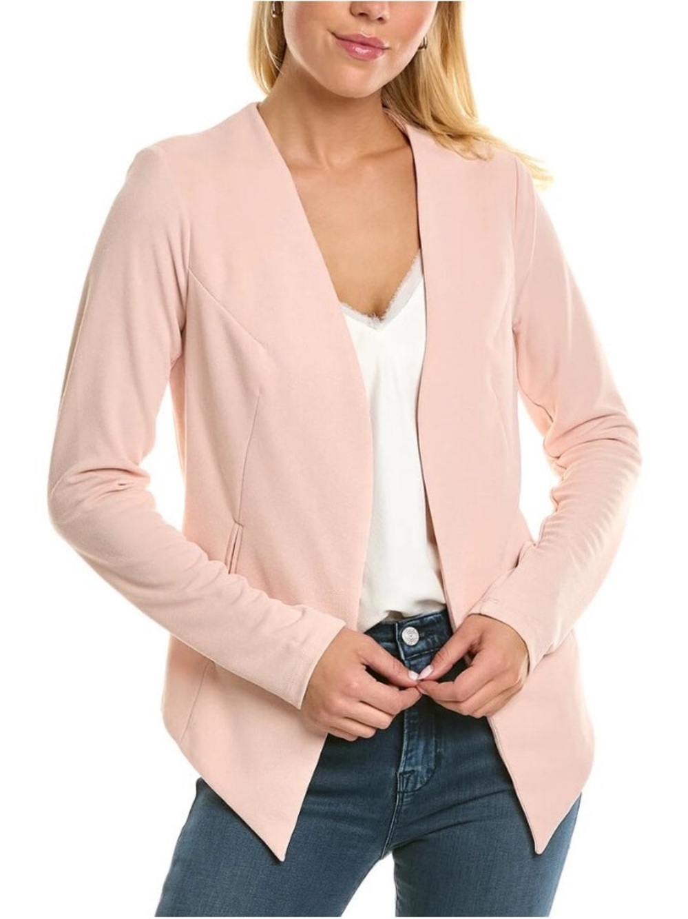 BCBG Light Pink Open Front Women's Blazer Sweater